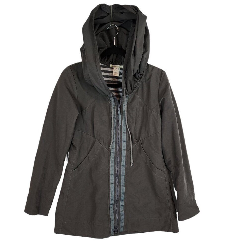 Prairie Underground Victorian DWR Nylon Rain Cloak Hooded Zip Front Jacket sz Sm